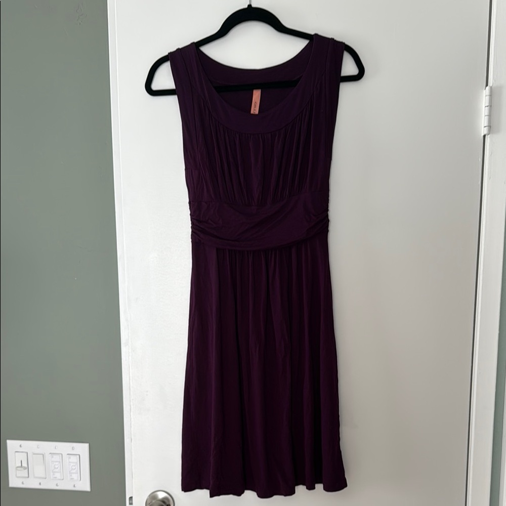 Gilli Purple Ruched Midi Sundress for Cocktail Events